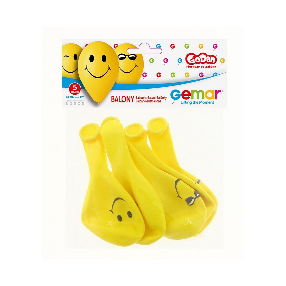 GoDan GS110-PS3Y Balon Smiles Žuti 30cm, 5kom slika 3
