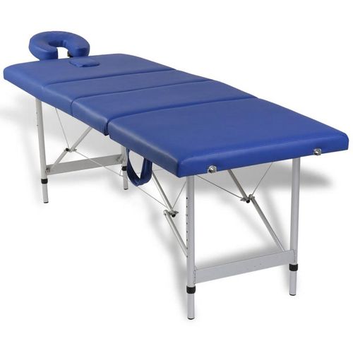 Plavi sklopivi masažni 4 - dijelni stol s aluminijskim okvirom slika 1