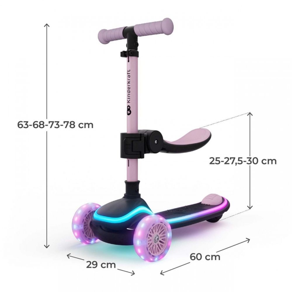 Kinderkraft Romobil sa LED svjetlećim točkovima Raket Up, Pink slika 8