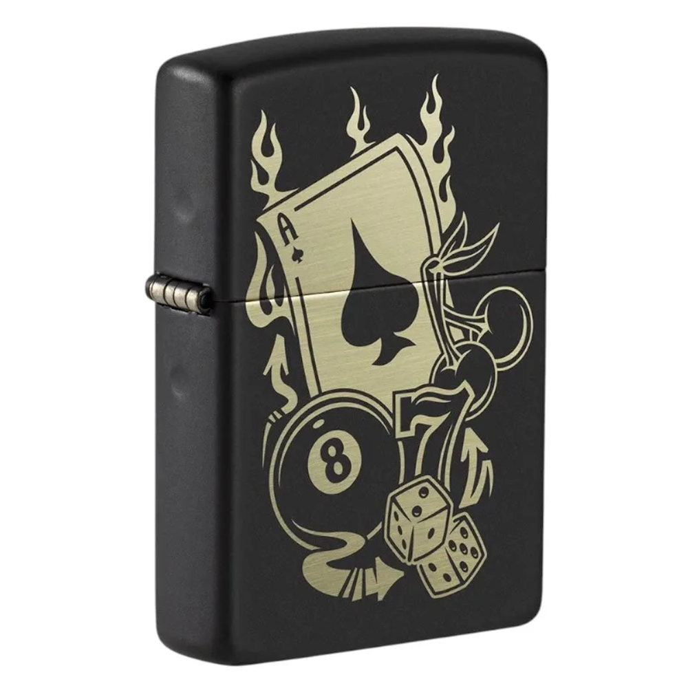 Zippo upaljač 49257 2020N Ace 8 Ball Dice on Black Matte Lighter slika 1