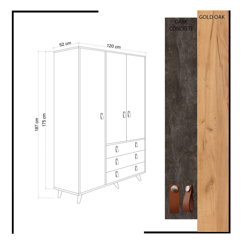Ormar Chunky Oak u Tamno Sivoj Boji slika 5