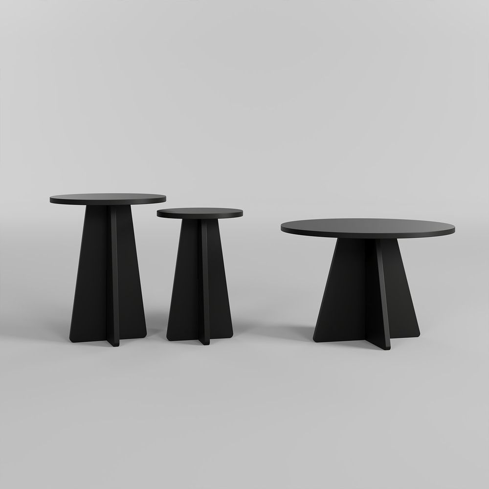 Set Crnih Klub Stolova Mushroom 3 slika 3