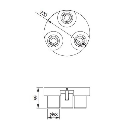 Reflektorska lampa GTV BLINK 3xGU10 220V, crna slika 4