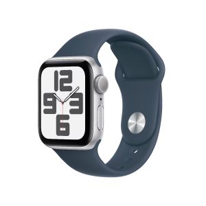 Apple Watch SE GPS 40mm Silver with Storm Blue Sport Band - M/L