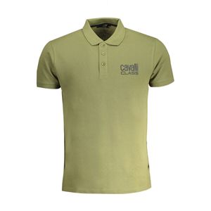 CAVALLI CLASS MEN'S GREEN SHORT SLEEVED POLO SHIRT