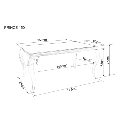 Stol PRINCE - Kaljeno staklo slika 5