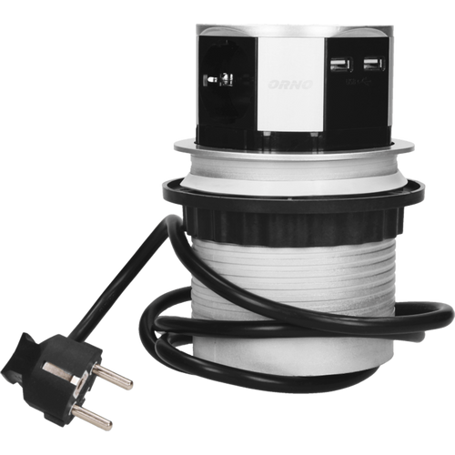 Orno Produžni kabel sa 3 x Schuko utičnice + 2 x USB, ugradbena - OR-AE-1342(GS) slika 3
