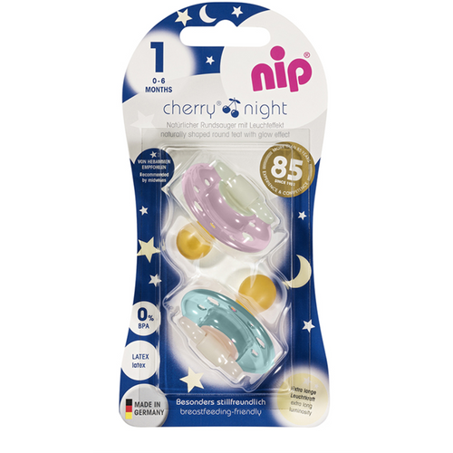 nip® Duda varalica Cherry Night 0-6mj (veličina 1) - Latex, 2kom Pink, Mint slika 4