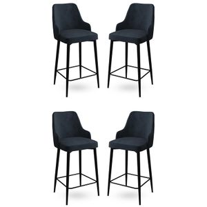 Enox - Crni Bar Stolac Set (4 Komada)