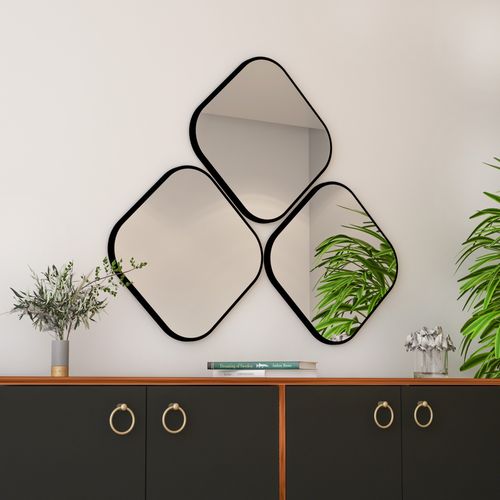 Atlantis Medium - Black Black Decorative Chipboard Mirror slika 1