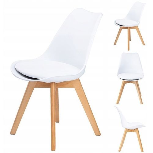 GOODHOME Blagovaonske stolice s eko jastučićima 4 kom - White slika 1