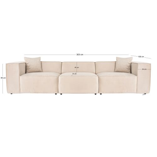 Atelier Del Sofa Trosjed, Lora 3 Seater - Cream slika 11