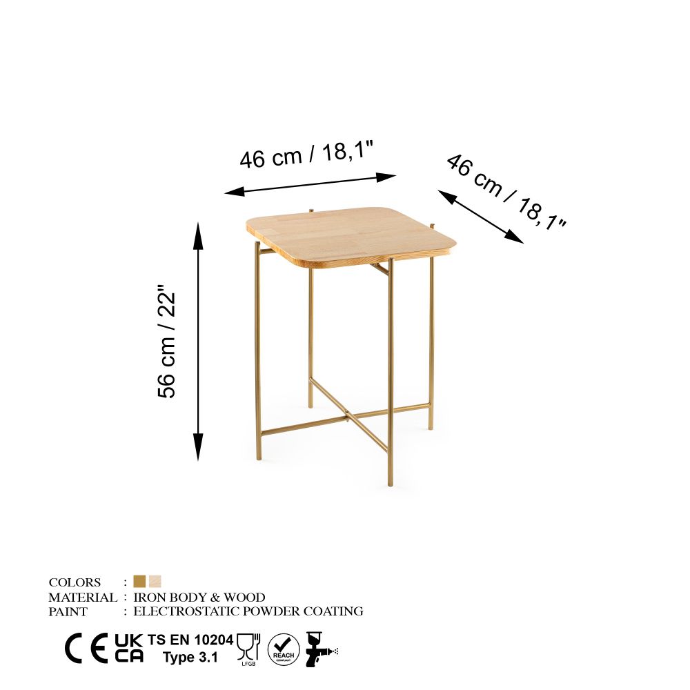 Kafa sto Shb-005-A - Zlatna i prirodna boja slika 6