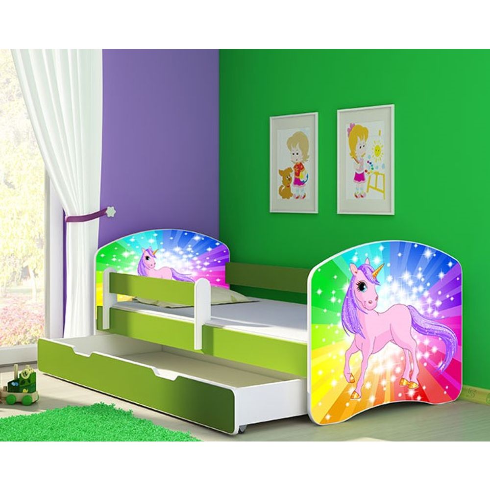 ACMA Dječiji krevet Acma II sa ladicom Green - 140x70cm - Dezen 18 slika 1