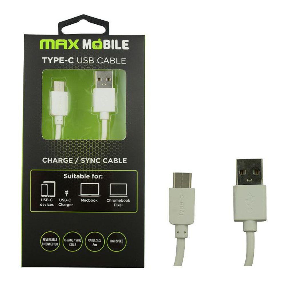 MAXMOBILE DATA KABEL USB 2.0 TYPE C 2m bijeli slika 1
