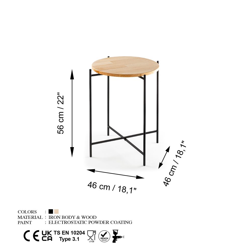 Shb-004 Crni Prirodni Stolić za Kafu slika 6