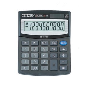 Kalkulator komercijalni Citizen SDC-810NR , 10 mjesta, dvostruki izvor napajanja: solarni + baterija,  dimenzije 124x102x25 mm
