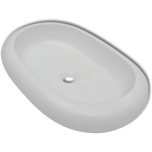 Umivaonik s miješalicom keramički ovalni bijeli slika 40