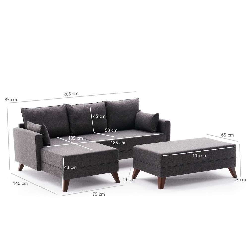 Bella Mini Kutna Sofa na Lijevo - Antracit slika 8