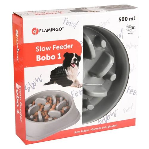 Posuda za hranjenje Slow Feeder Bobo1 - Okrugla, Siva, 500ml, fi 17cm slika 1