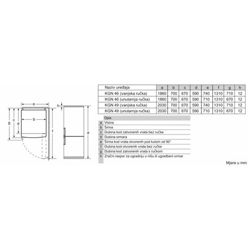 Bosch kombinirani hladnjak KGN49XWEA slika 6