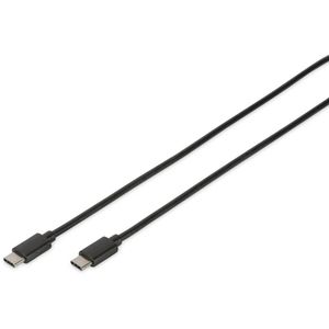 Digitus USB kabel USB 2.0 USB-C® utikač, USB-C® utikač 1.80 m crna okrugli, utikač primjenjiv s obje strane, dvostruko zaštićen DB-300138-018-S