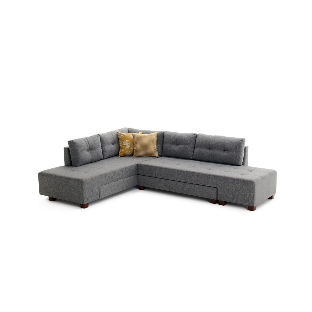 Ugaona Sofa na Razvlačenje Manama - Lijevi Kut, Siva slika 9