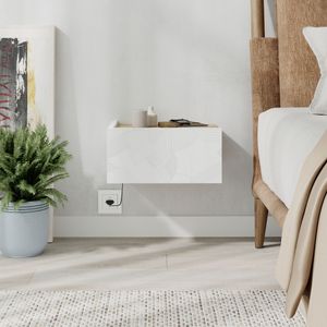 Noćni ormarić Onda LED – boje: bijela, hrast