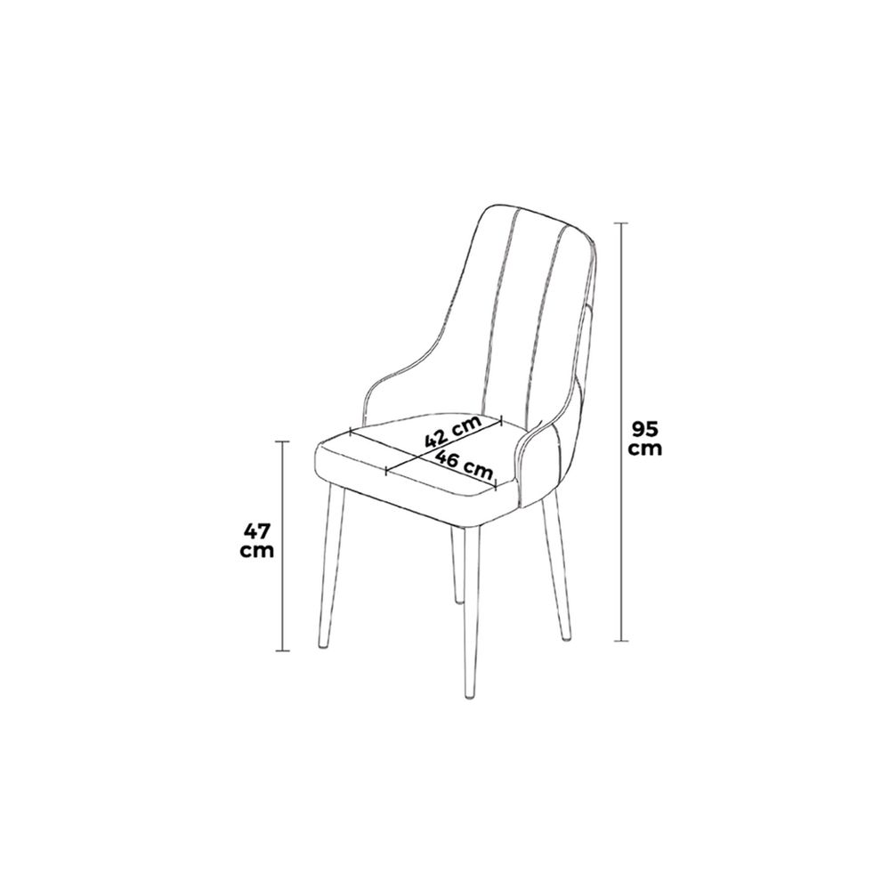 Trex - Crni i Bijeli Set Stolica (6 Komada) slika 3