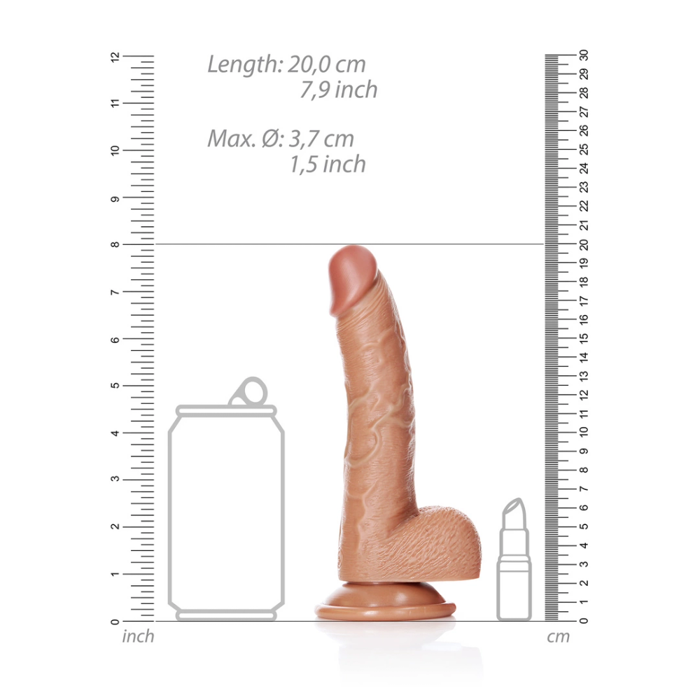 RealRock by Shots Zakrivljeni realistični dildo s kuglicama i vakuumom - 7 / 18 cm slika 6