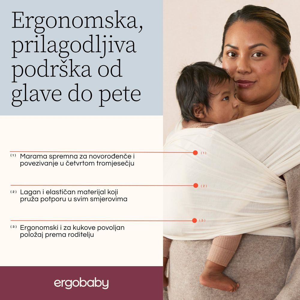 Ergobaby Aura marama, Sustainable Knit Cream slika 3