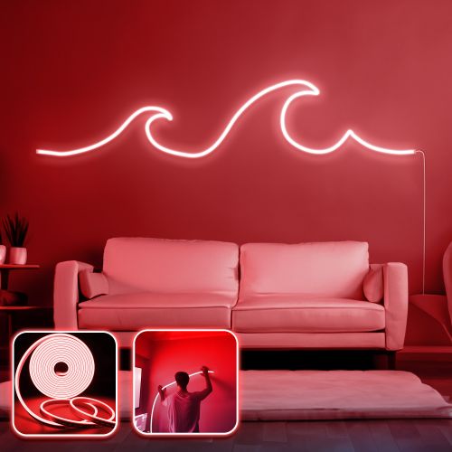 Opviq Dekorativna zidna led rasvjeta Wave - Large - Red slika 1