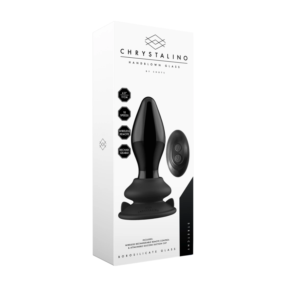 Chrystalino by Shots Stretchy - stakleni vibrator s vakuumskom čašicom slika 2