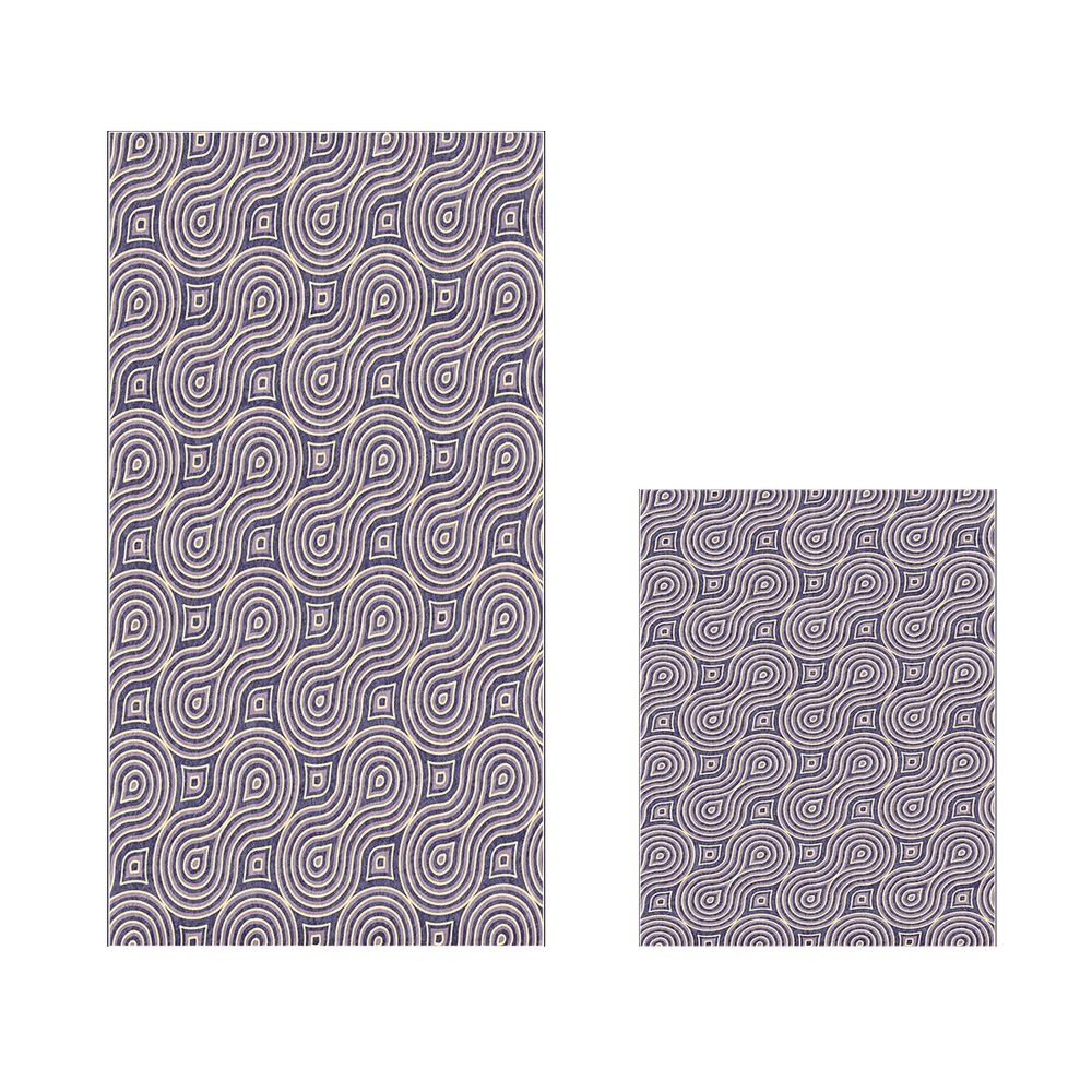 Set Kupatilskih Prostirki (2 Komada) - Beige Beige, Ljubičasta i Ljubičasta slika 2