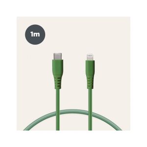 KSIX, kabel za prijenos podataka, Soft, USB-C na lightning, 1.0m, zeleni