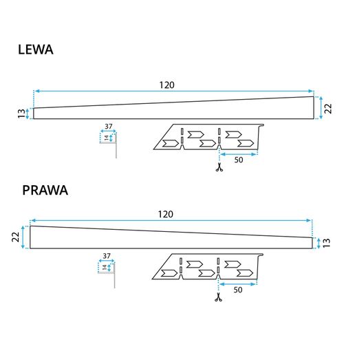 Letva za tuš kabinu 120cm Gold slika 10