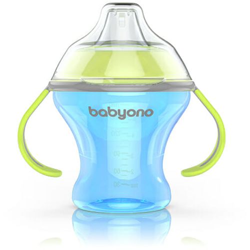 BabyOno Neprolijevajuća čaša Natural, plavo-zelena slika 2