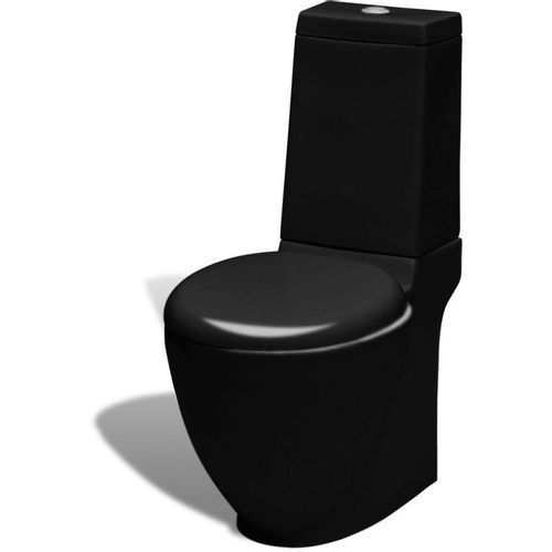 Keramička okrugla toaletna školjka s protokom vode crna slika 1