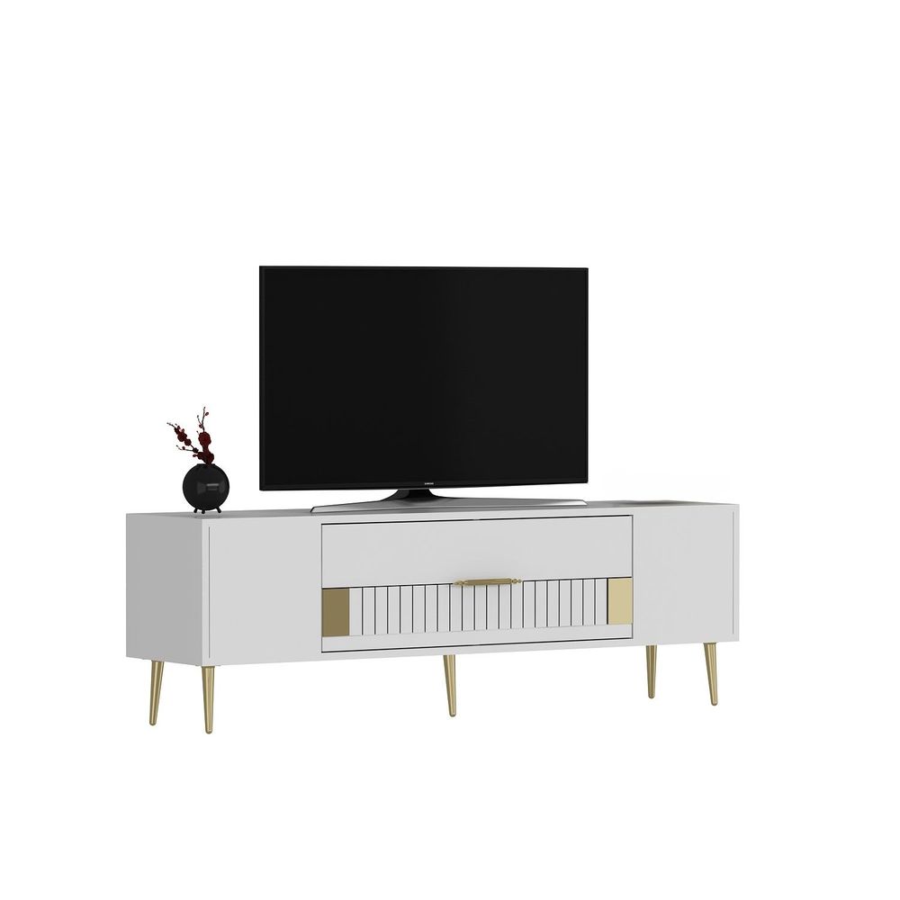 TV stalak Dekolp4, bijela i zlatna boja slika 3