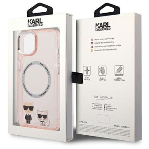 Karl Lagerfeld Futrola za iPhone 14 Pink MagSafe IML Ring + K&C Logo slika 2