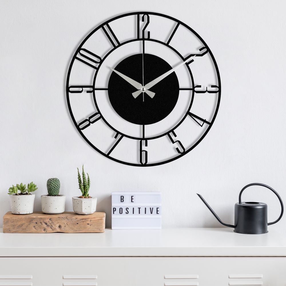Zidni sat Enzoclock - S011, metalni, crni slika 1