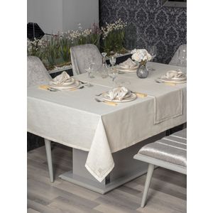 Pera - Ecru Ecru Tablecloth Set (8 Pieces)