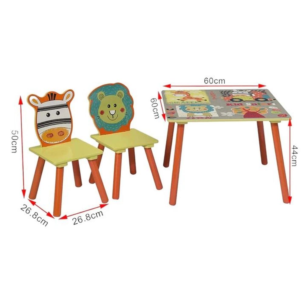 Kinder Home Dječiji drveni sto sa dvije stolice Kid Safari slika 9