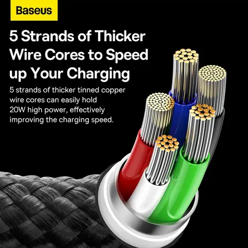 BASEUS kabel Type C za Apple Lightning 8-pin Power Delivery 20W Glimmer Series CADH000101 2m crna slika 6