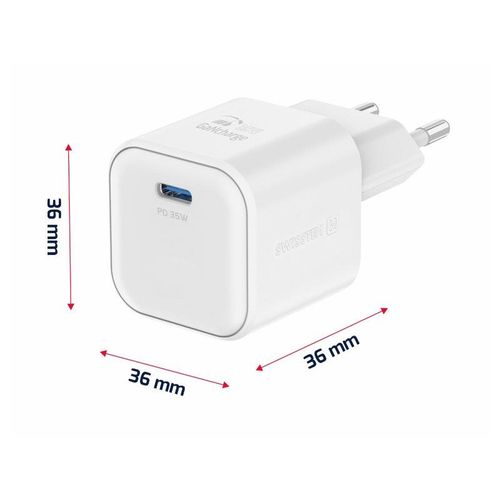 SWISSTEN punjač za AC220, GaN, 35W, 1xUSB-C, 3A, bijeli slika 4