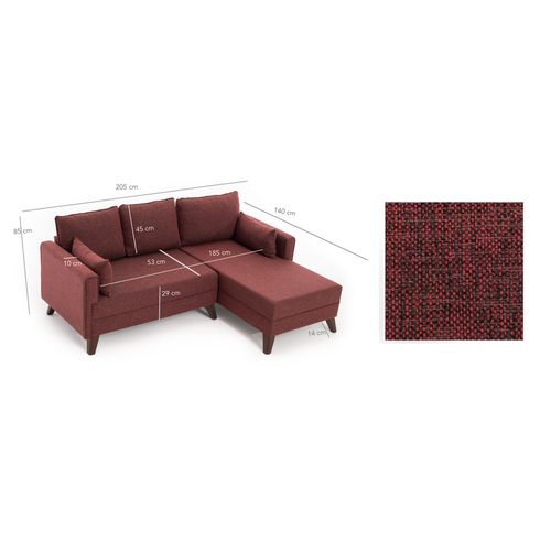 Atelier Del Sofa Bella Corner Sofa Right 2 - Claret Red Claret Red Corner Sofa-Bed slika 6