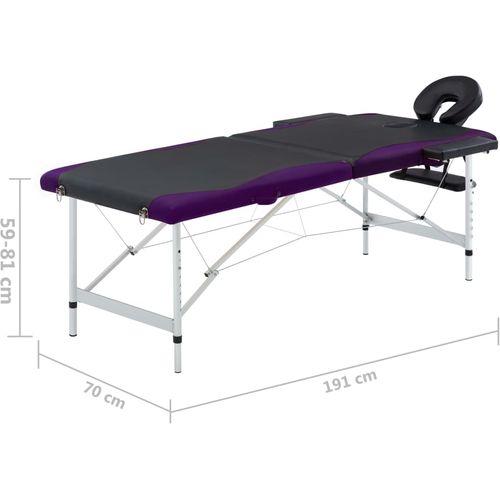 Sklopivi masažni stol s 2 zone aluminijski crno-ljubičasti slika 32