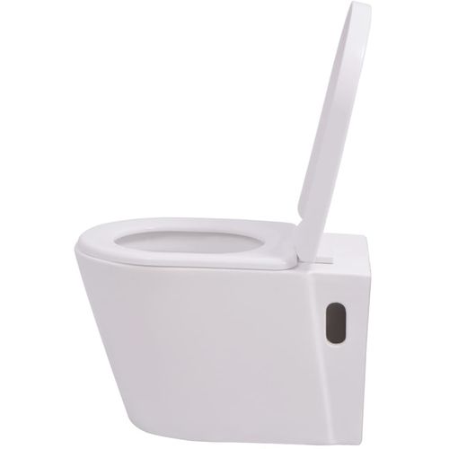 Zidna toaletna školjka s ugradbenim vodokotlićem keramička bijela slika 43
