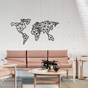 World Map Black Decorative Metal Wall Accessory