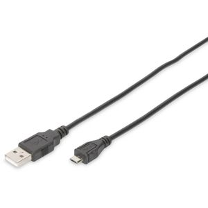 Digitus USB kabel USB 2.0 USB-A utikač, USB-Micro-B utikač 1.80 m crna okrugli, dvostruko zaštićen DB-300127-018-S